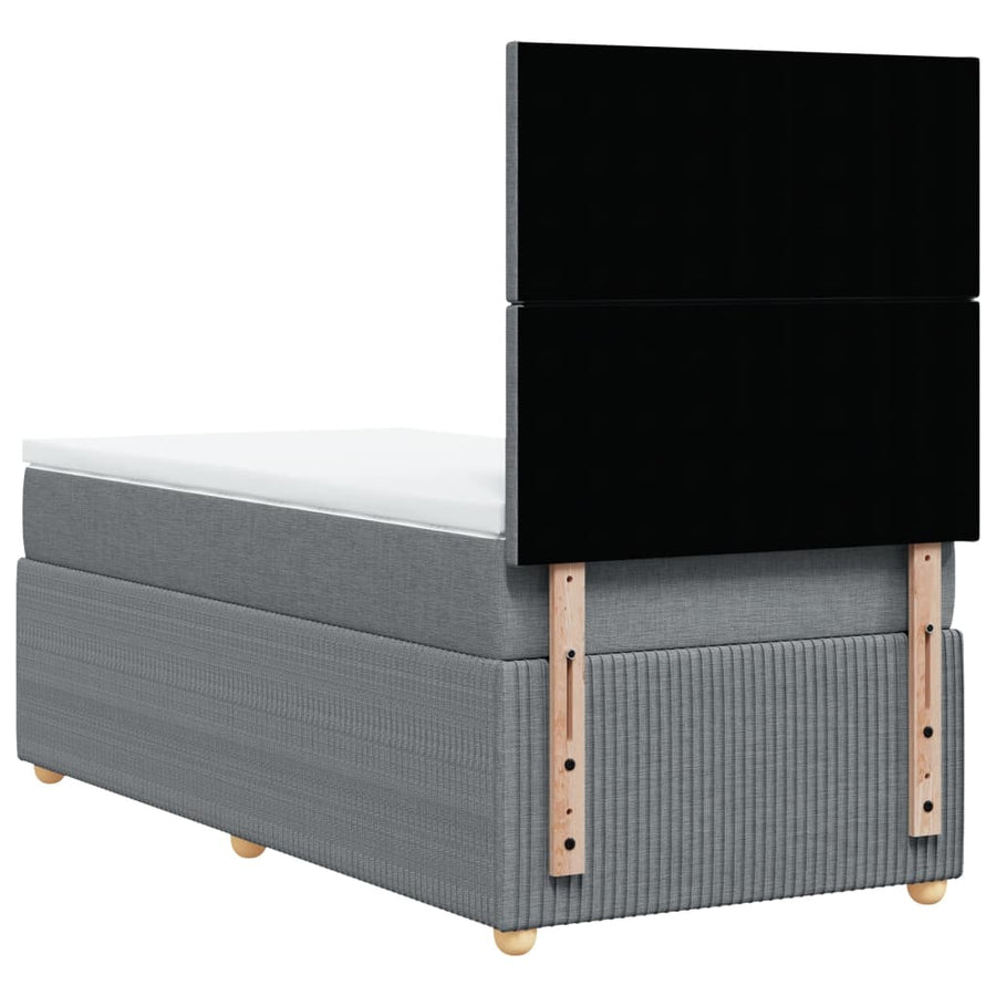 Boxspring met matras stof lichtgrijs 90x200 cm