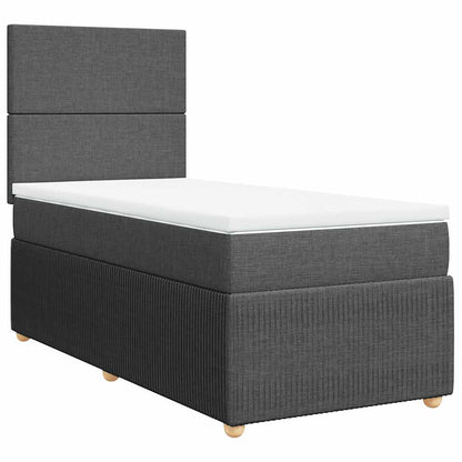 Boxspring met matras stof donkergrijs 90x200 cm