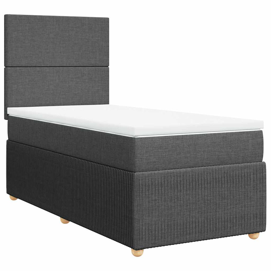 Boxspring met matras stof donkergrijs 90x200 cm