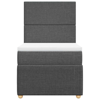 Boxspring met matras stof donkergrijs 90x200 cm