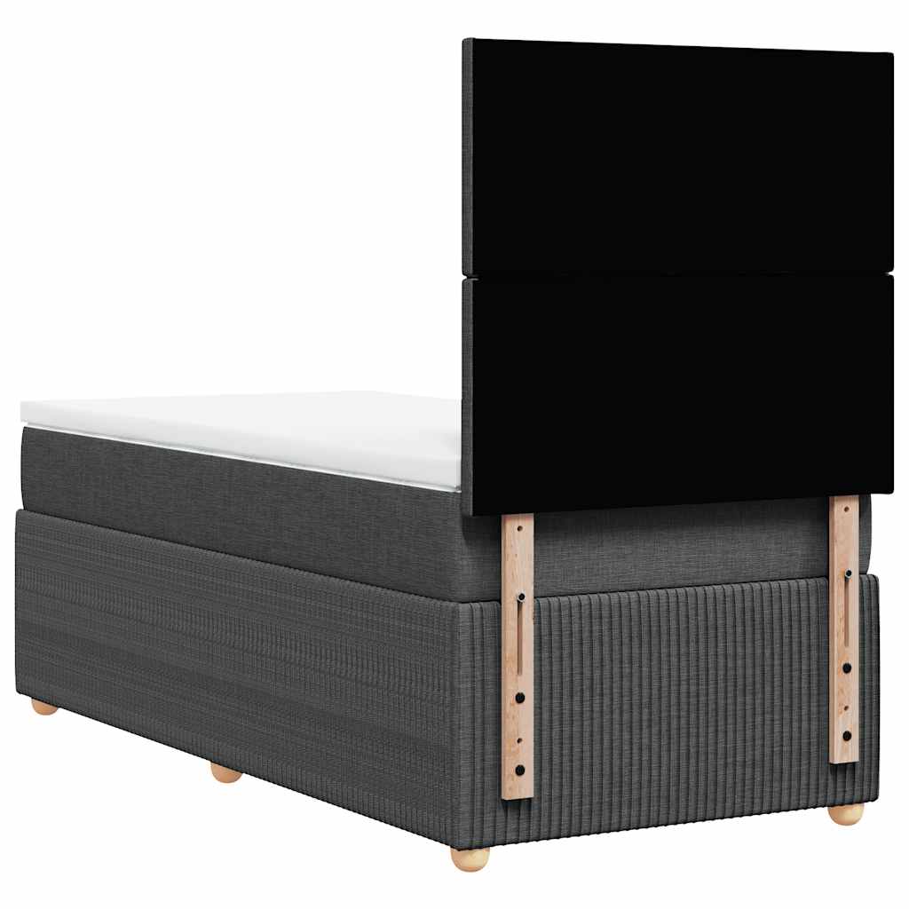 Boxspring met matras stof donkergrijs 90x200 cm