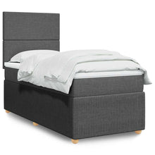 Boxspring met matras stof donkergrijs 90x200 cm