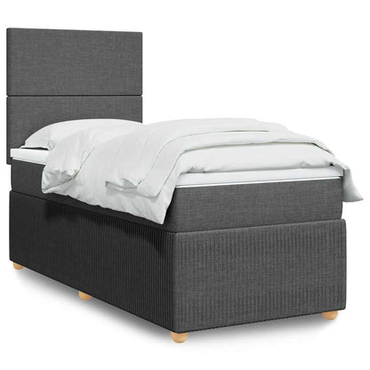 Boxspring met matras stof donkergrijs 90x200 cm