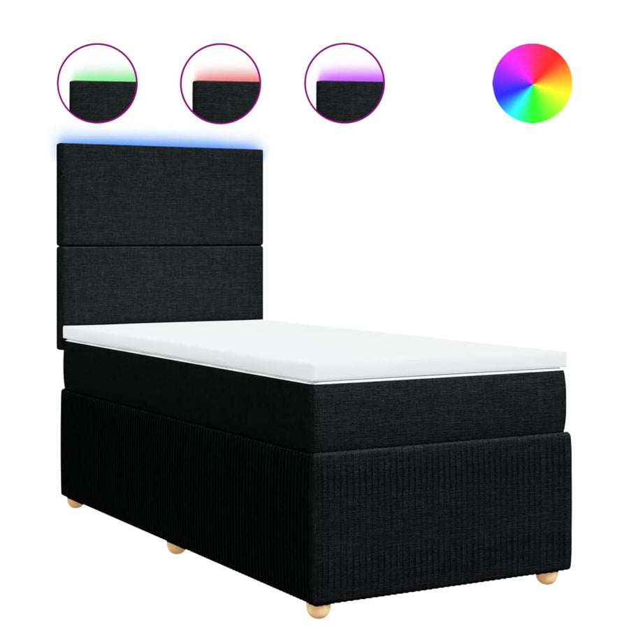 Boxspring met matras stof zwart 90x200 cm