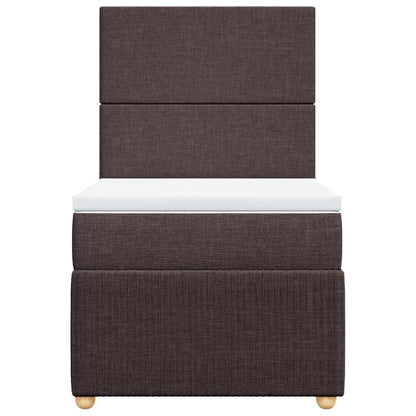 Boxspring met matras stof donkerbruin 90x200 cm
