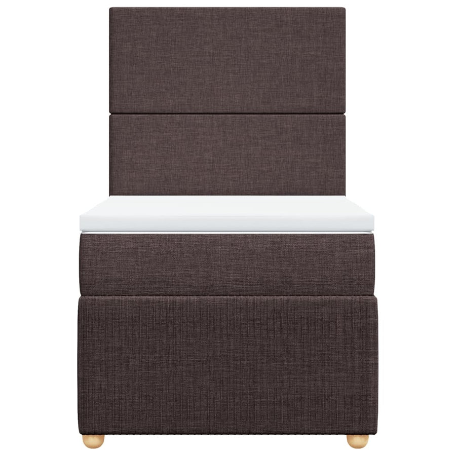 Boxspring met matras stof donkerbruin 90x200 cm