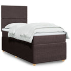 Box spring with mattress fabric dark brown 90x200 cm