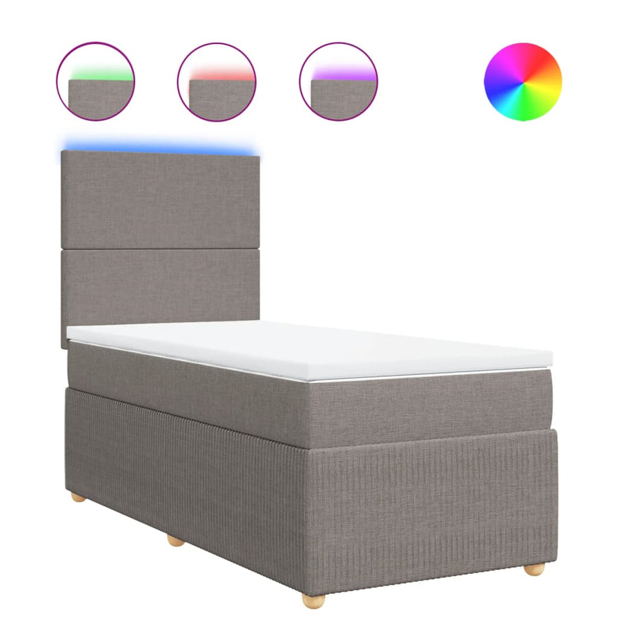 Boxspring met matras stof taupe 90x200 cm