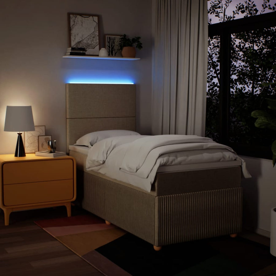 Boxspring met matras stof crèmekleurig 90x200 cm