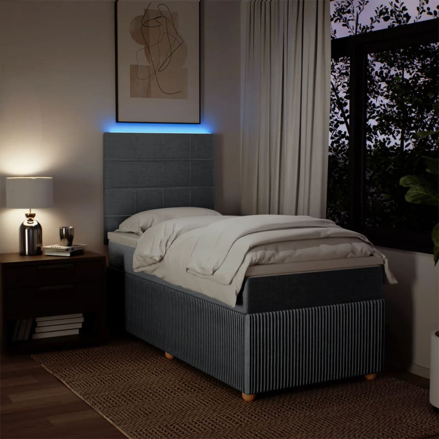 Boxspring met matras stof lichtgrijs 90x200 cm