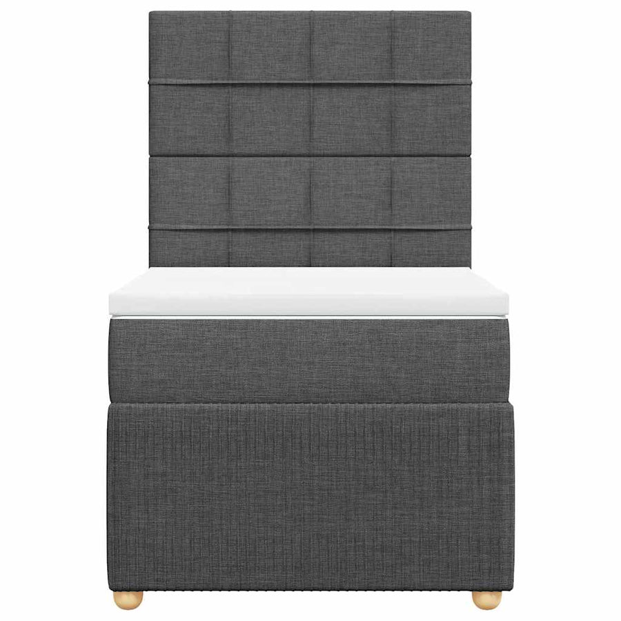 Boxspring met matras stof donkergrijs 90x200 cm