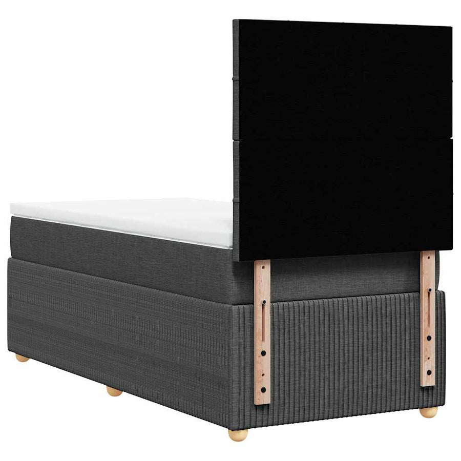 Boxspring met matras stof donkergrijs 90x200 cm