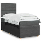 Boxspring 90x200 cm donkergrijs met pocketveringmatras en LED