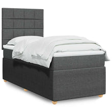 Boxspring met matras stof donkergrijs 90x200 cm