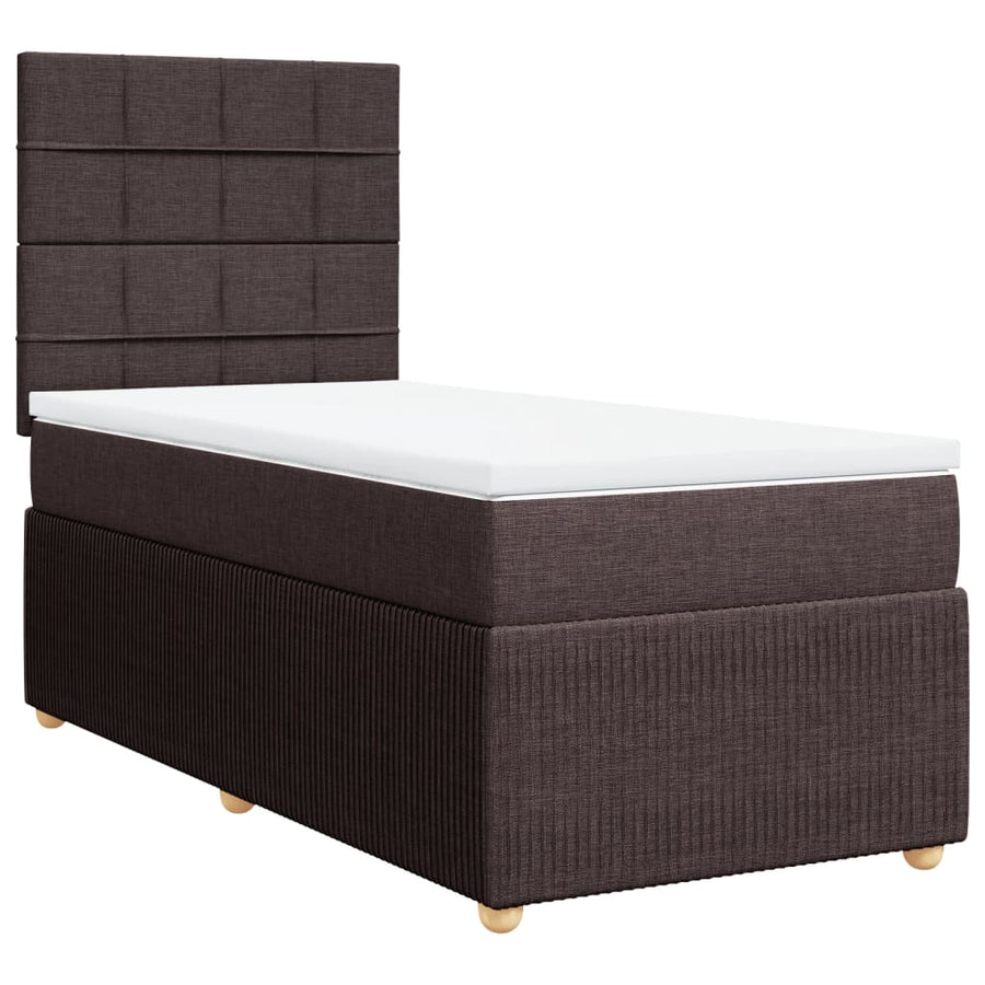 Boxspring met matras stof donkerbruin 90x200 cm
