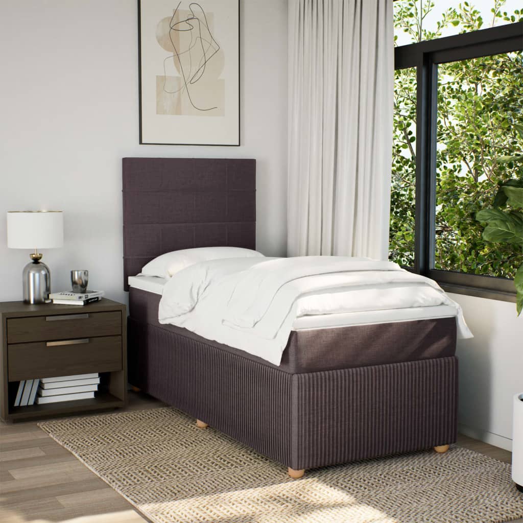 Boxspring met matras stof donkerbruin 90x200 cm
