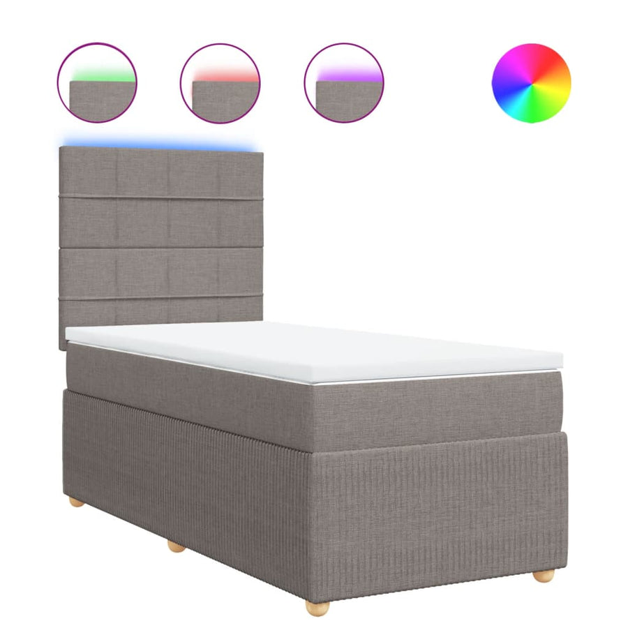 Boxspring met matras stof taupe 90x200 cm