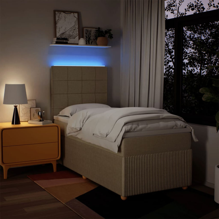 Boxspring met matras stof crèmekleurig 90x200 cm