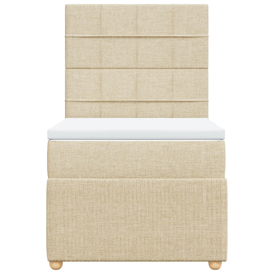 Boxspring met matras stof crèmekleurig 90x200 cm