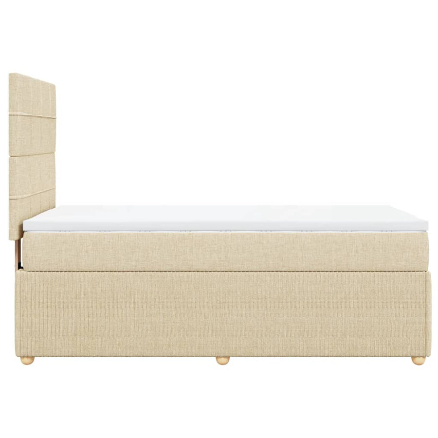 Boxspring met matras stof crèmekleurig 90x200 cm