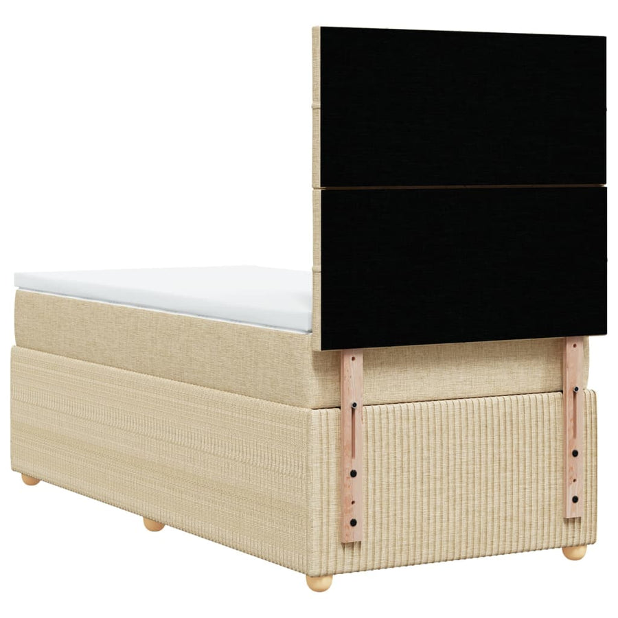 Boxspring met matras stof crèmekleurig 90x200 cm