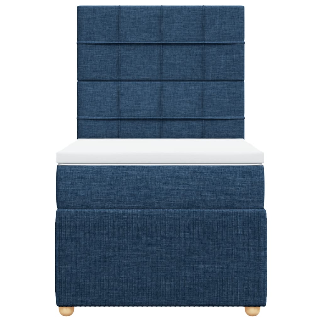 Boxspring met matras stof blauw 90x200 cm