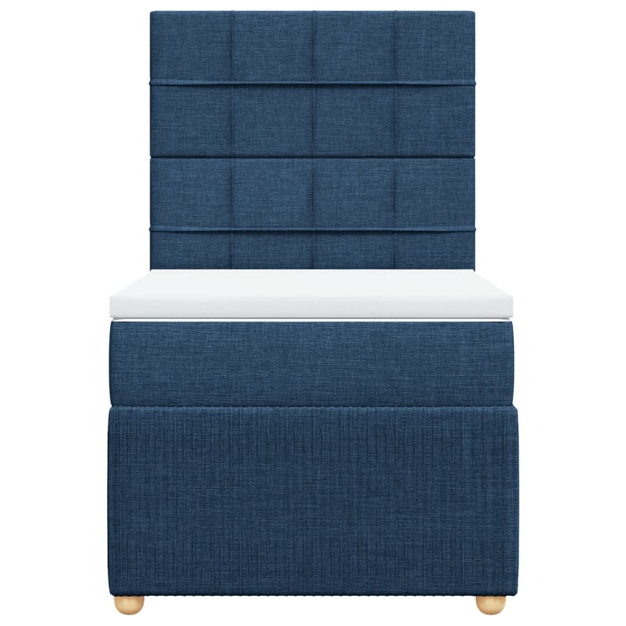 Boxspring met matras stof blauw 90x200 cm
