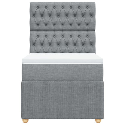Boxspring met matras stof lichtgrijs 90x200 cm