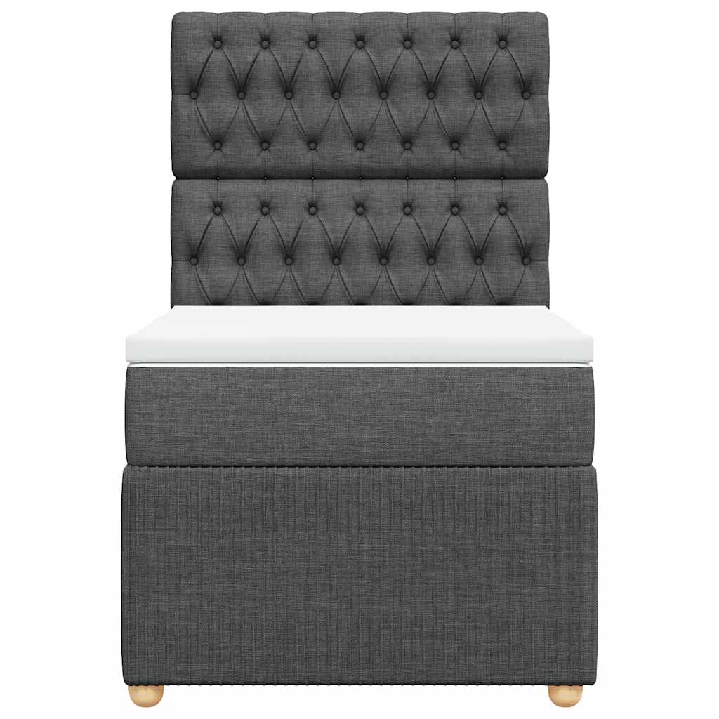 Boxspring met matras stof donkergrijs 90x200 cm