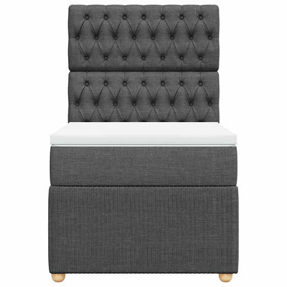 Boxspring met matras stof donkergrijs 90x200 cm