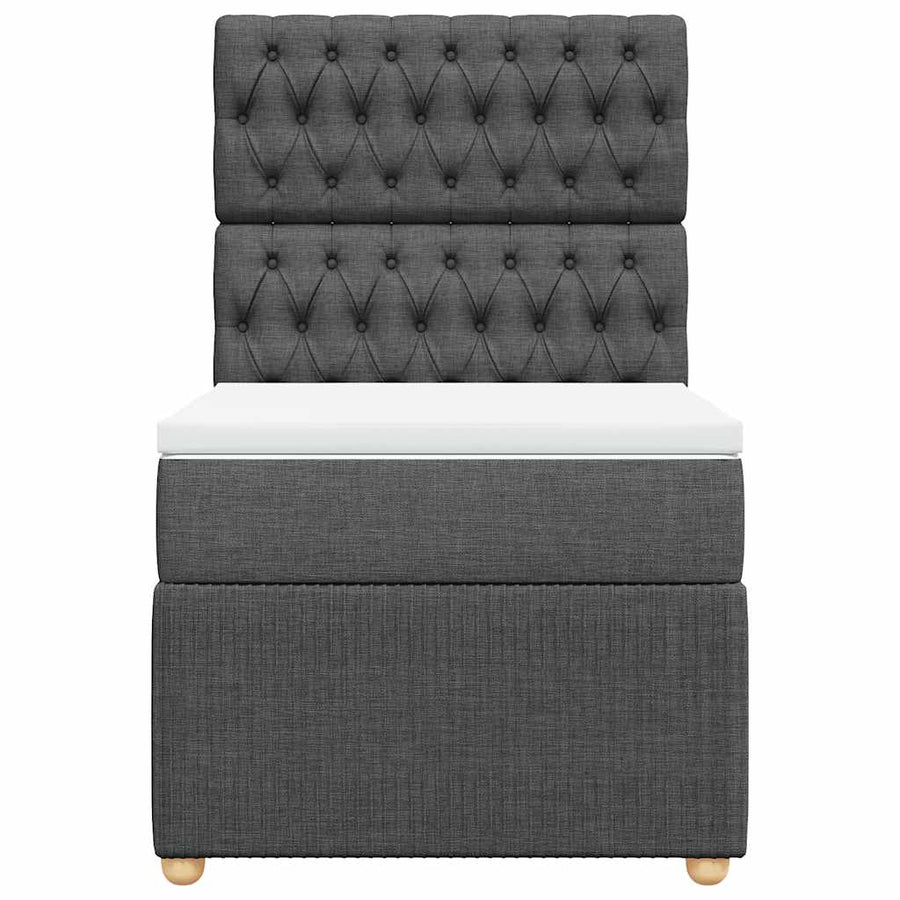 Boxspring met matras stof donkergrijs 90x200 cm