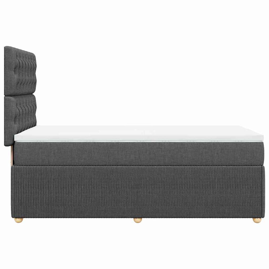 Boxspring met matras stof donkergrijs 90x200 cm