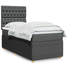 Boxspring 90x200 cm donkergrijs pocketveringmatras