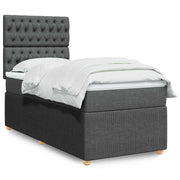 Boxspring 90x200 cm donkergrijs pocketveringmatras