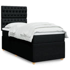 Box spring with mattress fabric black 90x200 cm