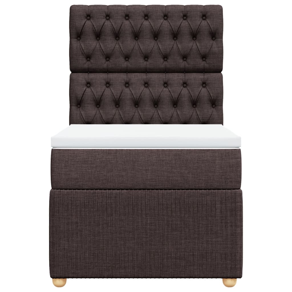 Boxspring met matras stof donkerbruin 90x200 cm
