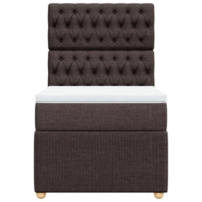 Boxspring met matras stof donkerbruin 90x200 cm