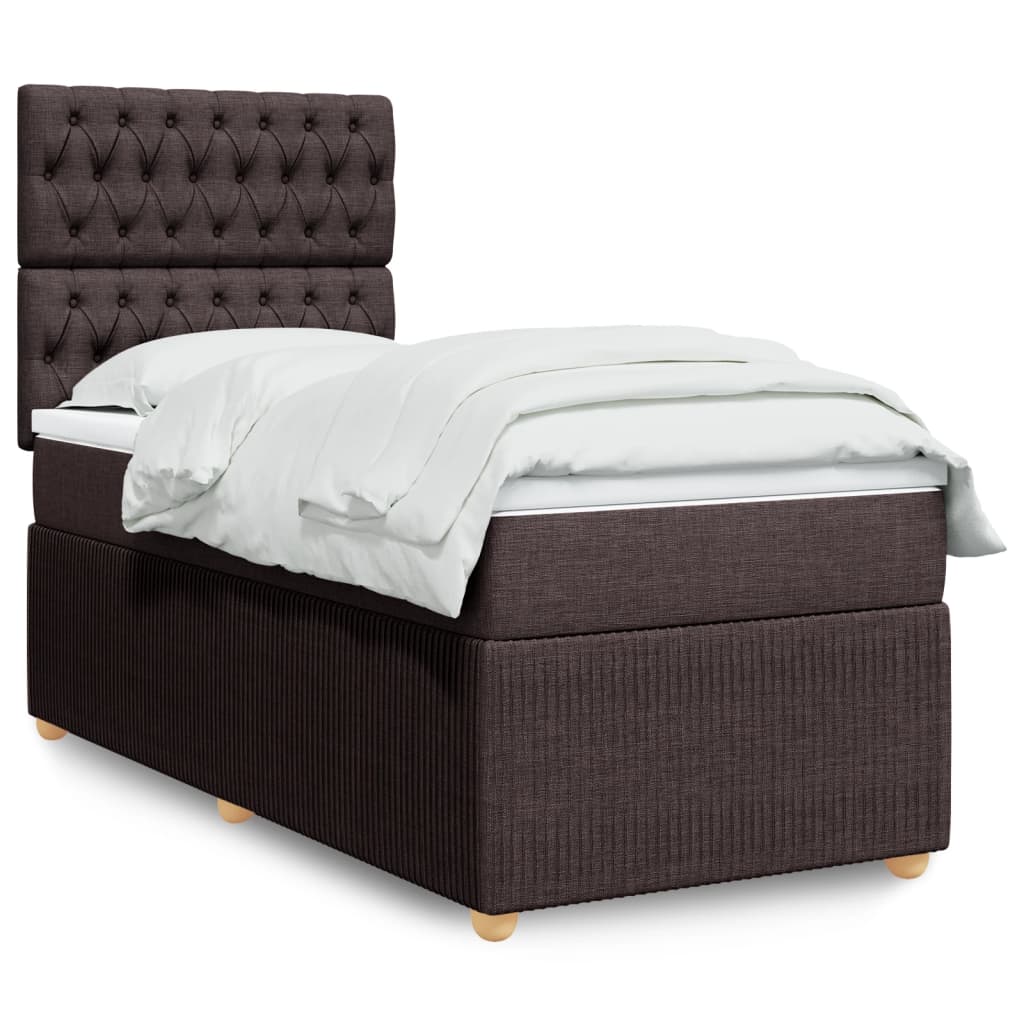 Boxspring met matras stof donkerbruin 90x200 cm