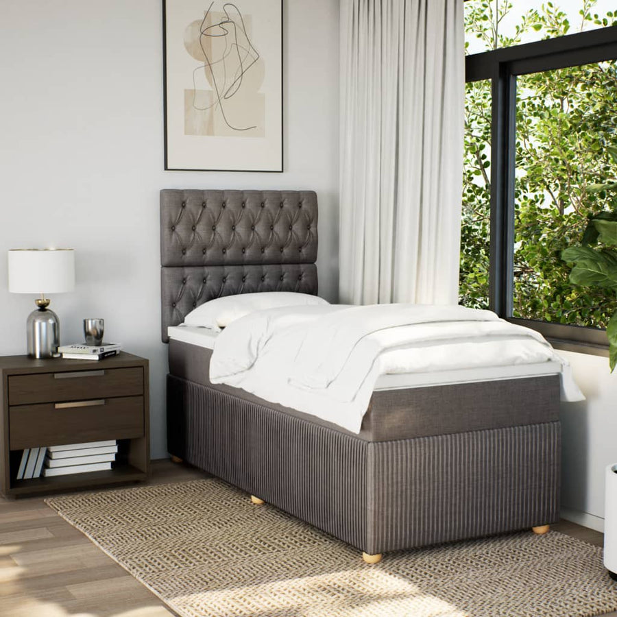 Boxspring met matras stof taupe 90x200 cm