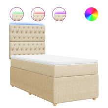 Boxspring met matras stof crèmekleurig 90x200 cm