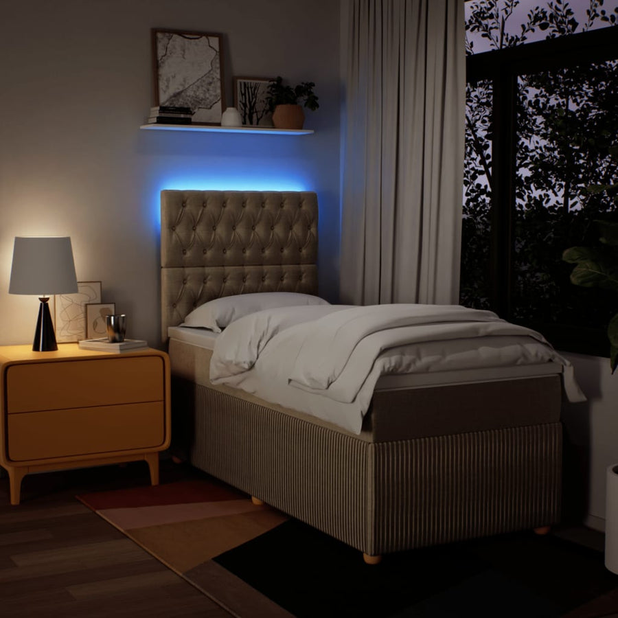 Boxspring met matras stof crèmekleurig 90x200 cm