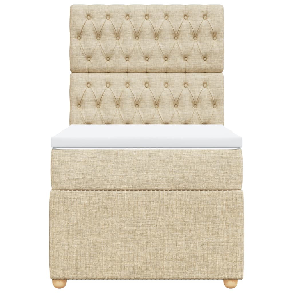 Boxspring met matras stof crèmekleurig 90x200 cm