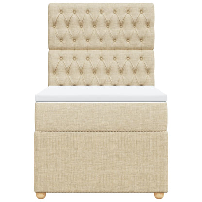 Boxspring met matras stof crèmekleurig 90x200 cm