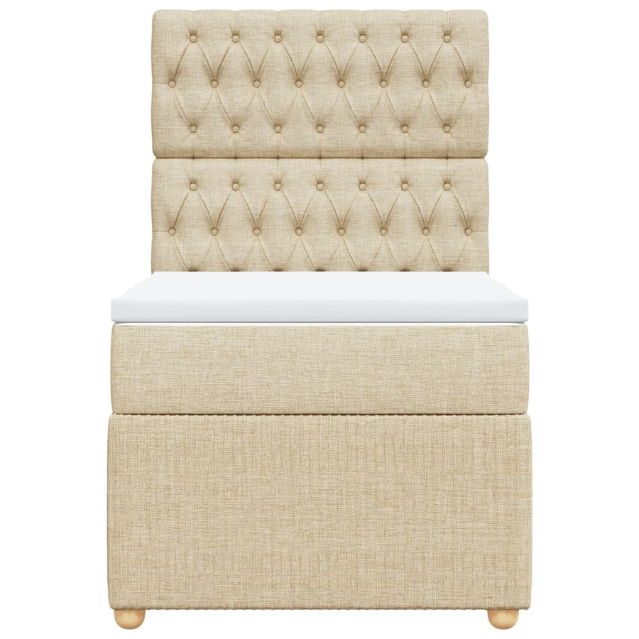 Boxspring met matras stof crèmekleurig 90x200 cm