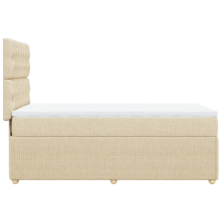 Boxspring met matras stof crèmekleurig 90x200 cm