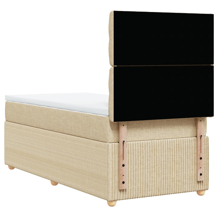 Boxspring met matras stof crèmekleurig 90x200 cm