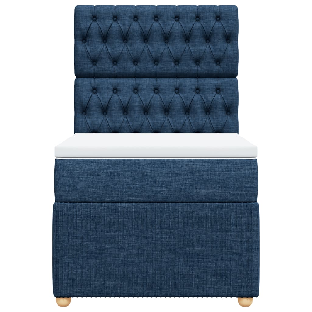Boxspring met matras stof blauw 90x200 cm