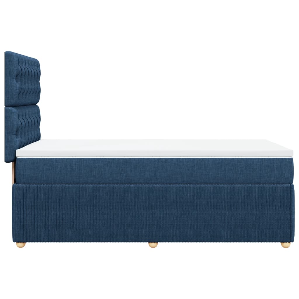 Boxspring met matras stof blauw 90x200 cm