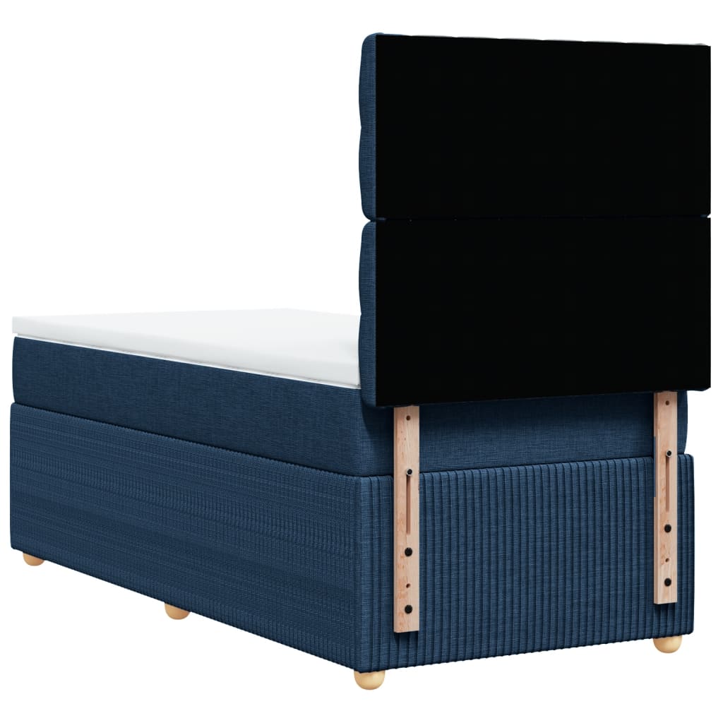 Boxspring met matras stof blauw 90x200 cm