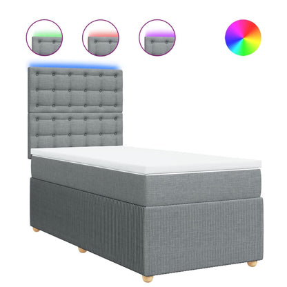 Boxspring met matras stof lichtgrijs 90x200 cm